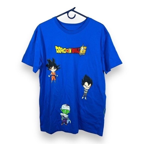 NWOT LARGE MENS DRAGON BALL Z TEE BLUE COLORFUL GRAPHIC PRINT SHORT SLEEVE - Picture 1 of 9